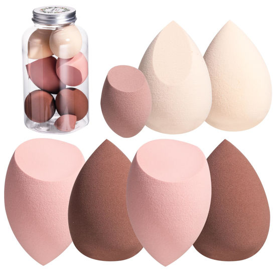 Picture of BS-MALL Makeup Sponge Set for Foundation Concealer Brown Color Pack of 7