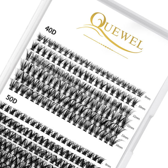 Picture of QUEWEL Cluster Lashes 240Pcs Individual Lashes 40D+50D C Curl Mix8-14mm Lash Extensions Clusters Lashes Soft&Natural False Eyelashes Individual DIY Eyelash Extension at Home(40D+50D C mix-8-14)