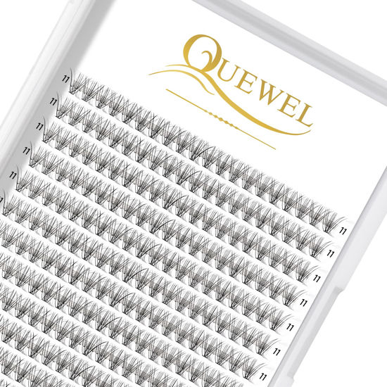 Picture of QUEWEL Cluster Lashes 240Pcs Individual Lashes 10D 0.10D Curl 11mm Knot-Free Lash Extensions Clusters Lashes Soft&Natural False Eyelashes Individual DIY Eyelash Extension at Home(10D 0.10D 11)