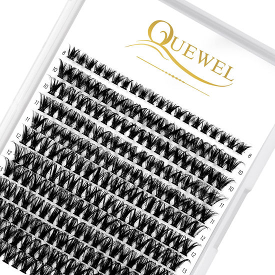 Picture of QUEWEL Cluster Lashes 240Pcs Individual Lashes 50D 0.07 C Curl Mix8-14mm Lash Extensions Clusters Lashes Soft&Natural False Eyelashes Individual DIY Eyelash Extension at Home(50D 0.07C mix-8-14)