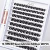 Picture of Lash Clusters DIY Lash Extensions Kit 200pcs Individual Lashes Clusters 60D D Curl Eyelash Extension Kit with Applicator and Lash Bond&Seal,Clusters Lash Glue Remover Mix 10-16mm(60D-0.07D)