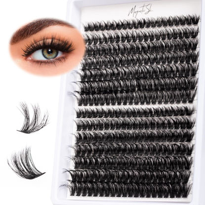 Picture of Lash Clusters 280pcs 60D 80D DIY Thick Eyelash Extension D Curl 10-16mm Length Mixed Individual Lashes Volume Wispy Cluster Lashes Faux Mink Lashes Cluster Extension（60D+80D-0.07D）