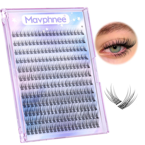 Picture of Natural Lash Clusters Wispy Cluster Eyelash Extensions C Curl Lash Individuals 240 Pcs Eyelash Clusters 10MM 12MM 14MM DIY Lash Extensions by Mavphnee