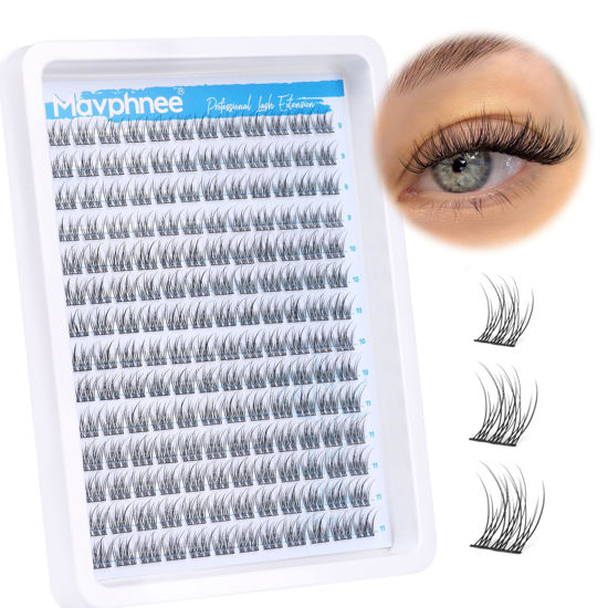 Picture of Natural Cluster Lashes CC Curl 168 Pcs Wispy Lash Extensions 9-11MM Mixed Lengths Eyelash Extension Individuals Self Application DIY at Home by Mavphne