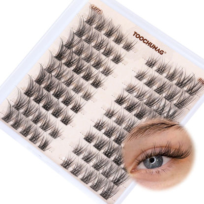 Picture of TOOCHUNAG Lash Clusters Natural Cluster Eyelash Extensions Wispy Eyelash Clusters Left&Right C Curl Individual Lashes 6-15mm DIY Cat Eye Lash Extension