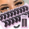 Picture of Fluffy Lashes 9 Pairs Thick Eyelashes 18mm Cat Eye Lashes Wispy False Eyelashes Full Volume Fake Mink Lashes Pack by TOOCHUNAG