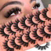 Picture of False Eyelashes Fluffy Lashes Cat Eye Lashes 5D Faux Mink Lashes Natural Look Wispy Manga Lashes 16mm Volume Fake Eyelashes Strip Lashes by TOOCHUNAG