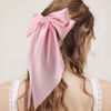 Picture of ATODEN Silky Satin Hair Bows Pink Beige 2Pcs Big Hair Bows Hair Ribbons Oversized Long Tail Bow Hair Clips Large Hair Ribbon Barrettes Metal Clips Bowknot Aesthetic Hair Accessories for Women Girls