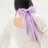 Picture of ATODEN Silky Satin Oversized Long Tail Hair Accessories - 2Pcs Beige Purple Big Bowknot Barrettes With Metal Clips for Women