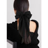 Picture of ATODEN Black Hair Bow Silky Satin Large Hair Bows 2Pcs Big Hair Bows Hair Ribbons Oversized Long Tail Bows Hair Barrettes Ribbon Metal Clips Bowknot Aesthetic Hair Accessories for Women Girls