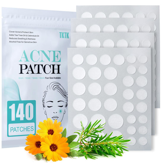 Picture of Acne Patch Pimple Patch, 4 Sizes 140 Patches Acne Absorbing Cover Patch, Hydrocolloid Invisible Acne Patches For Face Zit Patch Acne Dots Tea Tree, Calendula Oil