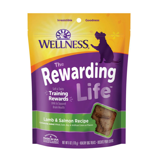 Picture of Wellness Rewarding Life Grain-Free Soft Dog Treats, Made in USA with Healthy Ingredients, Ideal for Training (Lamb & Salmon, 6-Ounce Bag)