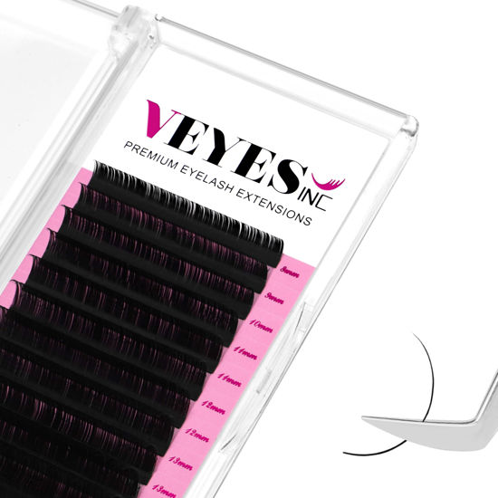 Picture of VEYES INC Classic Volume Lash Extensions 0.03-0.20 J/B/L/C/CC/D/DD Curl 5-25mm Mixed & Single Length Tray, Premium Silk Eyelashes, Professional Supplies for Lash Techs(Matte Black 0.15 CC 14mm)