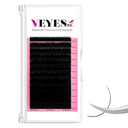 Picture of VEYES INC Classic Volume Lash Extensions 0.03-0.20 J/B/L/C/CC/D/DD Curl 8-25mm Mixed & Single Length Tray, Premium Silk Eyelashes, Professional Supplies for Lash Techs (Matte Black 0.10 C 16mm)