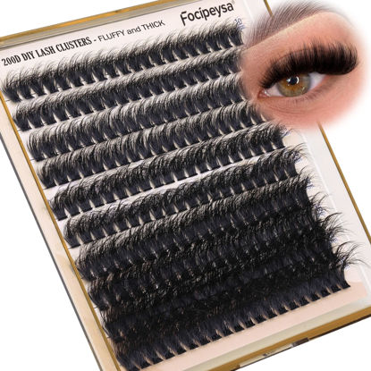 Picture of Fluffy Volume Eyelash Clusters DIY Lash Extension 10-18MIX D Curl Lash Clusters 200D Wispy Individual Lashes Extensions Clusters Eyelashes DIY Lash for Beginners by Focipeysa