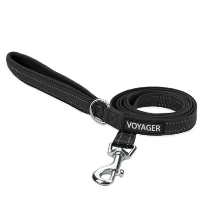 Picture of Voyager Reflective Dog Leash with Neoprene Handle, 5ft Long, Supports Small, Medium, and Large Breed Puppies, Cute and Heavy Duty for Walking, Running, and Training - Black (Leash), S