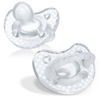 Picture of Chicco PhysioForma Luxe Silicone One Piece Pacifier for Babies Aged 16-24m | Fashion Textured Shield | BPA & Latex Free | Reusable Sterilizing Case | Crystal, 2pk