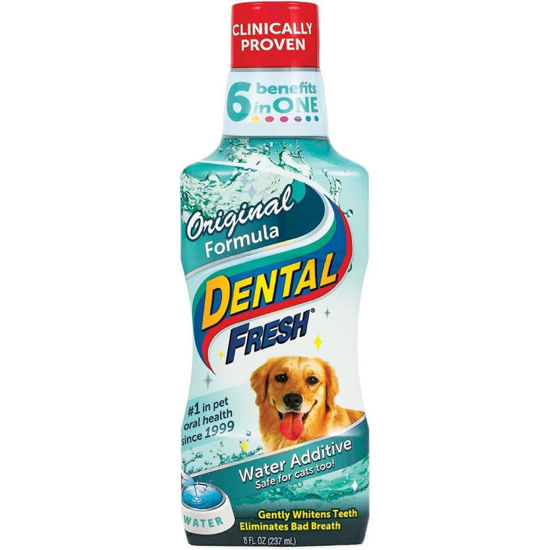 Picture of Dental Fresh Water Additive for Dogs, Original Formula, 8oz - Dog Breath Freshener and Dog Teeth Cleaning for Dog Dental Care- Add to Water