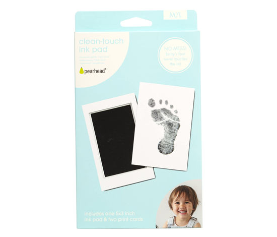 Picture of Pearhead M/L Clean-Touch Baby Ink Pad, No Mess Inkless Baby Safe Ink, DIY Handprint and Footprint Keepsake, Black, Medium/Large