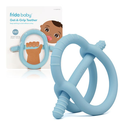 Picture of Frida Baby Get-A-Grip BabyTeether for Teething Relief | 100% Food-Grade Silicone Teething Toys for Baby 0-6, 12, 18 Months Infant, BPA-Free, PVC-Free | Blue