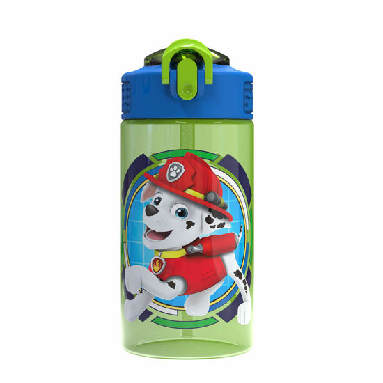 Picture of Zak Designs Paw Patrol Kids Spout Cover and Built-in Carrying Loop Made of Plastic, Leak-Proof Water Bottle Design (Rocky, Rubble & Chase, 16 oz, BPA-Free)