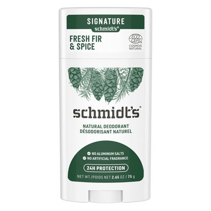 Picture of Schmidt's Aluminum Free Natural Deodorant for Women and Men, Fresh Fir and Spice with 24 Hour Odor Protection, Certified Natural, Vegan, Cruelty Free, 2.65 oz