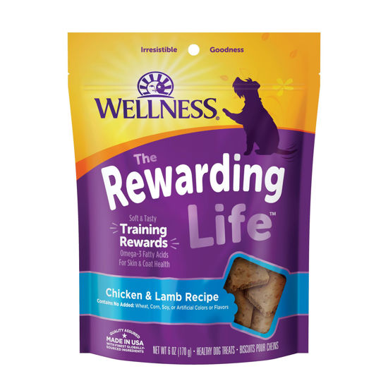 Picture of Wellness Rewarding Life Grain-Free Soft Dog Treats, Made in USA with Healthy Ingredients, Ideal for Training (Chicken & Lamb Recipe, 6-Ounce Bag)