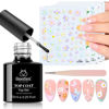 Picture of beetles Gel Polish Gel Top Coat with 5 Sheets Nail Stickers, No Wipe Top Coat UV LED Needed & 5D Embossed Flower Nail Art Stickers Self-Adhesive with Nail Tweezer Pegatinas Uñas for Girls Women