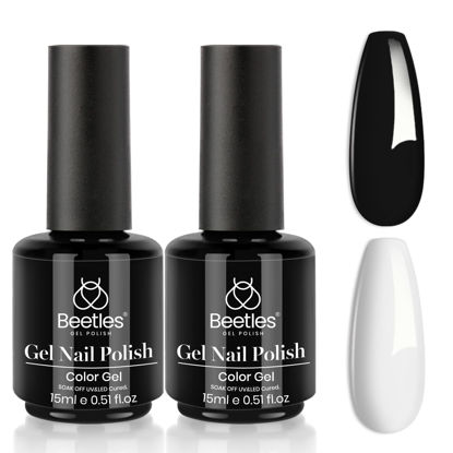 Picture of Beetles Gel Nail Polish Kit- 2 Pcs 15ml Black And White Gel Polish Black Gel Nail Polish Black Nail Polish Soak Off Led Gel Polish Nail Art Manicure Salon Diy at Home