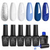 Picture of Beetles Gel Nail Polish Set 6 Colors White Glitter Navy Blue Silver Gel Polish Kit Gel Nail Polish Soak off UV LED Lamp for Women Gel Nail Polish Colors