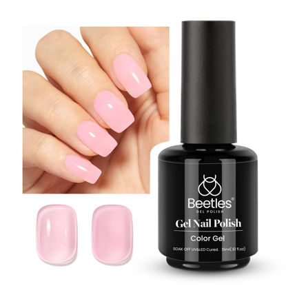 Picture of Beetles Jelly Gel Nail Polish, 15ml Nude Pink Gel Polish Ballet Tutu Natural Translucent Gel Polish Soak Off Uv Led Light Transparent Gel Nail Art DIY Salon Home Manicure Gift for Girls Women 0.5oz