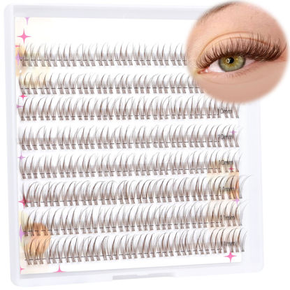 Picture of Brown Lash Clusters Natural Eyelash Clusters Eyelash Extensions 9-11MM DIY Lash Extension 96pcs Individual Lashes by Ruairie