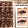 Picture of Pleell Brown Lash Clusters Fluffy Cluster Eyelash Extensions 50D Natural Eyelash Clusters 10-18MM 180Pcs Brown Wispy Cluster Individual Lashes DIY Eyelashes Extension at Home