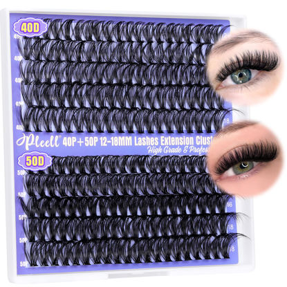 Picture of Pleell Lash Clusters 40D+50D Eyelash Clusters Wispy Cluster Eyelash Extensions 200Pcs Natural Individual Lashes Clusters 12-18MM Fluffy Lash Clusters Extension