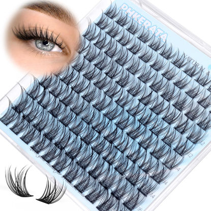 Picture of PHKERATA Natural Lash Clusters Wispy Eyelash Clusters 110 pcs Cluster Eyelash Extensions C Curl Individual Lashes 10-16 mm Mix Length Natural Look Lashes Clusters with Thin Lash Band