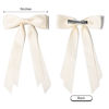 Picture of 2PCS Silky Satin Hair Bows Hair Clip Beige Hair Ribbon Ponytail Holder Accessories Slides Metal Clips Hair Bow for Women Girls Toddlers Teens Kids