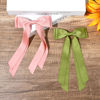 Picture of 2PCS Silky Satin Hair Bows Hair Clip Pink Green Hair Ribbon Ponytail Holder Accessories Slides Metal Clips Hair Bow for Women Girls Toddlers Teens Kids