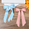 Picture of 2PCS Silky Satin Hair Bows Hair Clip Pink Blue Hair Ribbon Ponytail Holder Accessories Slides Metal Clips Hair Bow for Women Girls Toddlers Teens Kids