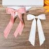 Picture of 2PCS Silky Satin Hair Bows Hair Clip Pink White Hair Ribbon Ponytail Holder Accessories Slides Metal Clips Hair Bow for Women Girls Toddlers Teens Kids