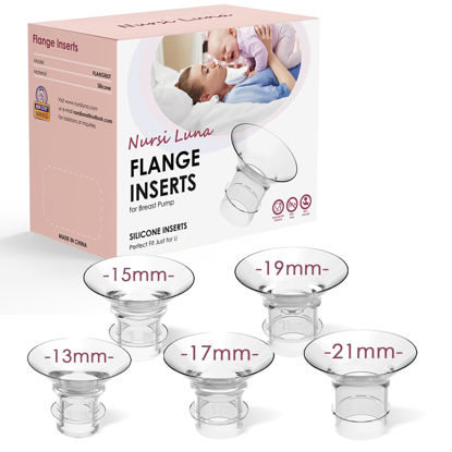 Picture of Nursi Luna Flange Inserts 5PCS 13/15/17/19/21mm - One Each Size for 24mm Flange/Shield of Most Pumps, Flange Sizing Kit Silicone Flange Insert, Breastfeeding Essential Kit for New Moms (5 Count)