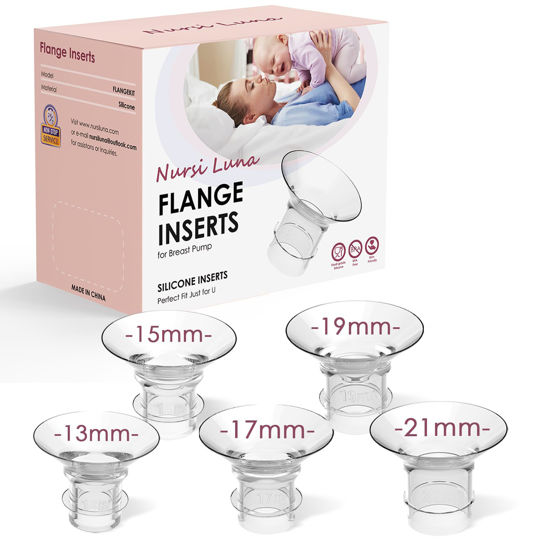 Picture of Nursi Luna Flange Inserts 5PCS 13/15/17/19/21mm - One Each Size for 24mm Flange/Shield of Most Pumps, Flange Sizing Kit Silicone Flange Insert, Breastfeeding Essential Kit for New Moms (5 Count)