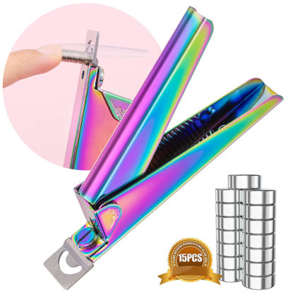 Picture of Chameleon Premium Nail Clippers with Magnets Sizers for Acrylic Nails, Artificial Fake Nail False Nail Tip Cutter Trimmer Manicure Pedicure Sharp Blade Clip Tool for Salon Home Art Beauty