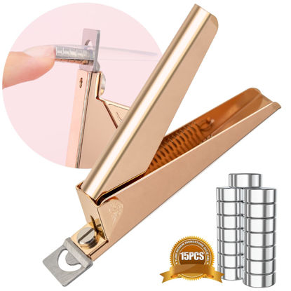 Picture of Gold Premium Nail Clippers with Magnets Sizers for Acrylic Nails, Artificial Fake Nail False Nail Tip Cutter Trimmer Manicure Pedicure Sharp Blade Clip Tool for Salon Home Art Beauty