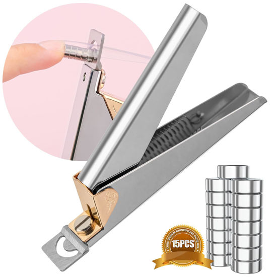 Picture of Silver Premium Nail Clippers with Magnets Sizers for Acrylic Nails, Artificial Fake Nail False Nail Tip Cutter Trimmer Manicure Pedicure Sharp Blade Clip Tool for Salon Home Art Beauty