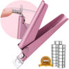 Picture of Light Pink(Matte) Premium Nail Clippers with Magnets Sizers for Acrylic Nails, Artificial Fake Nail False Nail Tip Cutter Trimmer Manicure Pedicure Sharp Blade Clip Tool for Salon Home Art Beauty