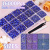 Picture of 16000Pcs Resin Rhinestones for Crafting, Royal Blue Non Hotfix Flatback Gems, Bedazzling Crystal with 3Pcs 10ml B7000 Jewelry Glue for DIY Crafts Clothing Tumblers Shoes Fabric Nail Art