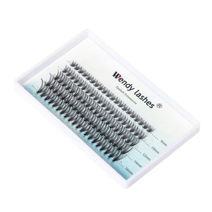 Picture of Individual Cluster Lashes 20 Roots Natural Eyelash Clusters D Curl 0.07mm Thickness Natural Look Black Soft Eyelashes 8-16mm Mixed Mink DIY Individual Eyelashes Grafting Fake False Eyelashes Lashes Extension Handmade by WENDY LASHES(Cluster Lashes-20D-0.07-D,8-16mm Mixed)