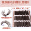 Picture of Brown Lash Clusters 30D+40D+50D Fluffy Lash Extensions 300pcs Brown Eyelash Clusters D Curl Lashes Extensions 10-18mm Individuals by ALPHONSE