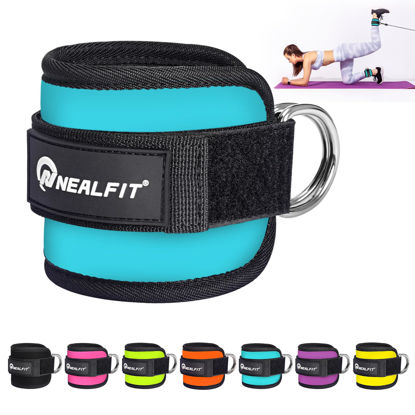 Picture of NEALFIT Ankle Strap for Cable Machine, Gym Ankle Cuff for Kickbacks, Leg Extensions, Glute Workouts, Booty Hip Abductors Exercise for Women and Men (Single, Blue)