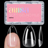 Picture of AILLSA Medium Almond Nail Tips Soft Gel Half Matte Acrylic Nail Tips Clear Gelly Full Cover Pre-Filed Press on Nail tips Fake Nails For Extentions Manicure Salon Home DIY 216PCS 12 Sizes